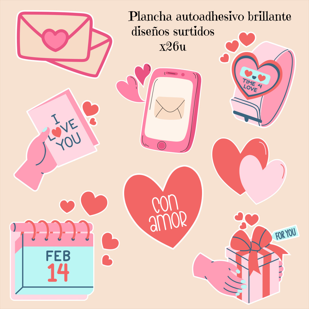 Plancha stickers edición San Valentín